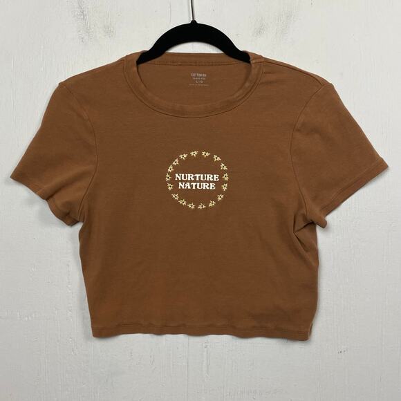 Cotton On Nurture Nature Brown Micro Tee T-shirt Size Large - Picture 1 of 5
